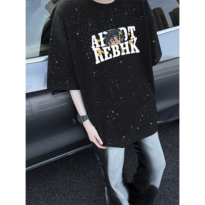 量大优供抖音视频 支持得物配合二开美式满天星亮片短袖T恤MTX206图片