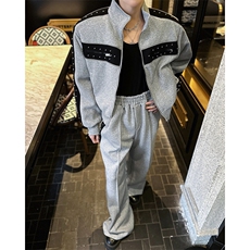 现货！25重工铆钉休闲撞色运动套装TZ16-衣服p128-裤子p88，男装休闲套装，电商B288