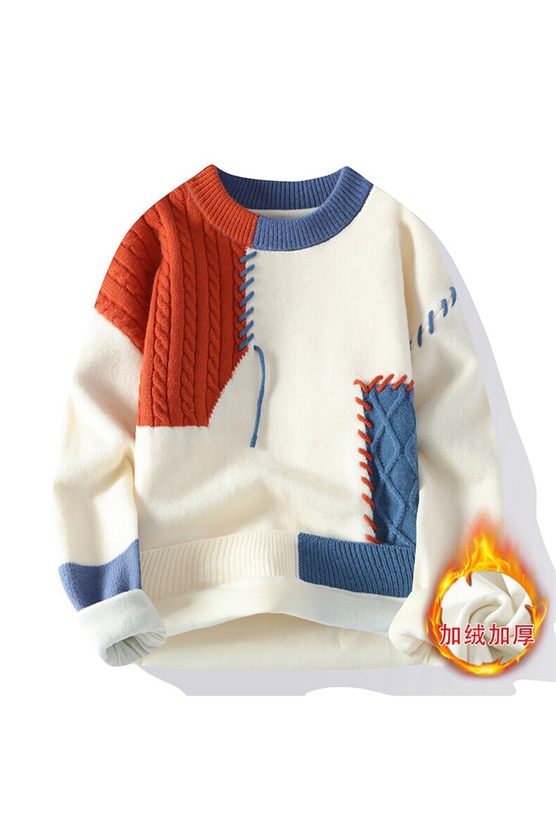 6206C加绒-特P55冬季加绒加厚保暖毛衣男修身套头休闲纯色针织衫,男装针织衫/毛衣,电商D310B
