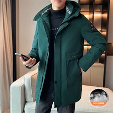 90%白鸭绒M-8XL大码中长羽绒服109-2198-P205，男装羽绒服，星座109