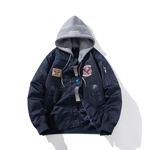 现货三色秋冬季潮牌夹克棉衣棒球服欧美街头飞行员外套情侣装