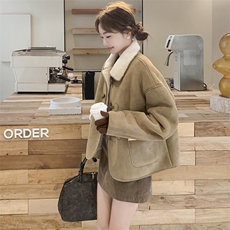 冬装新品加绒加厚复古美拉德皮毛一体浙宝208-8059-P180K268，女装羊羔毛/颗粒绒，浙宝208