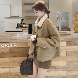 冬装新品加绒加厚复古美拉德皮毛一体浙宝208-8059-P180K268图片