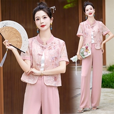新款新中式盘扣刺绣防晒衣女夏2025新款气质立领唐装短袖薄款上衣，女装套装/套裙，韩美纤衣