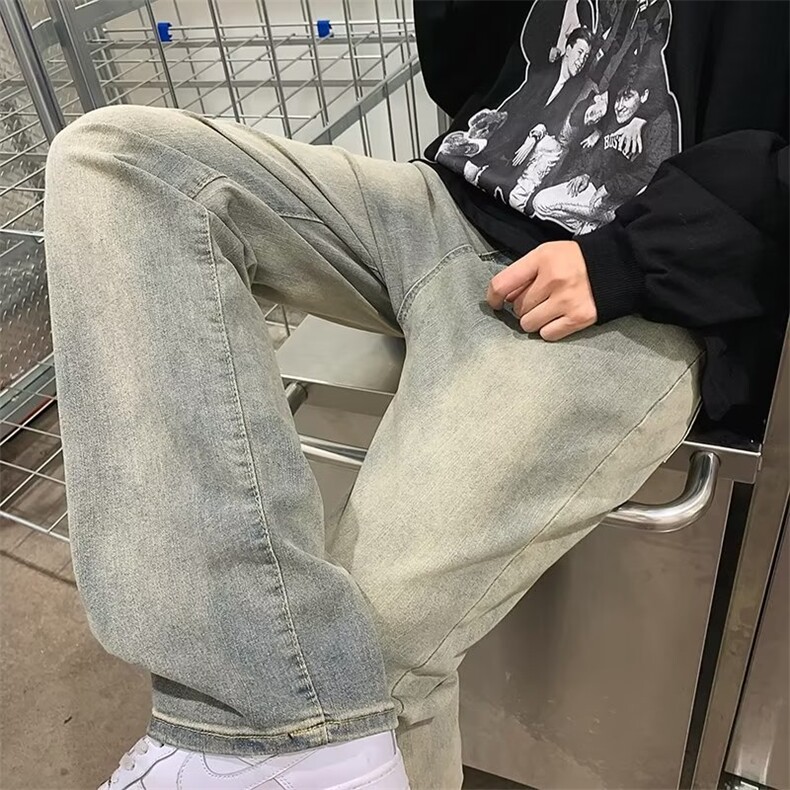 牛仔裤男秋季潮大码休闲裤子高街慵懒男N723P38图片