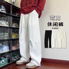 特批P32无差价2025拼接菠萝格弯刀裤休闲裤男百搭大码阔腿裤K5651，男装休闲裤，电商A001