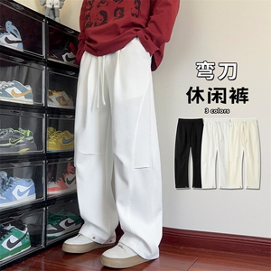 特批P32无差价2025拼接菠萝格弯刀裤休闲裤男百搭大码阔腿裤K5651,职业穿搭女夏连衣裙图片