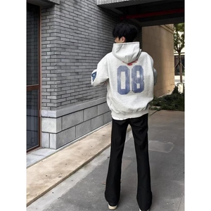 简约文艺新款时尚日系潮流华棉复合350克印花毛巾绣连帽卫衣流行图片