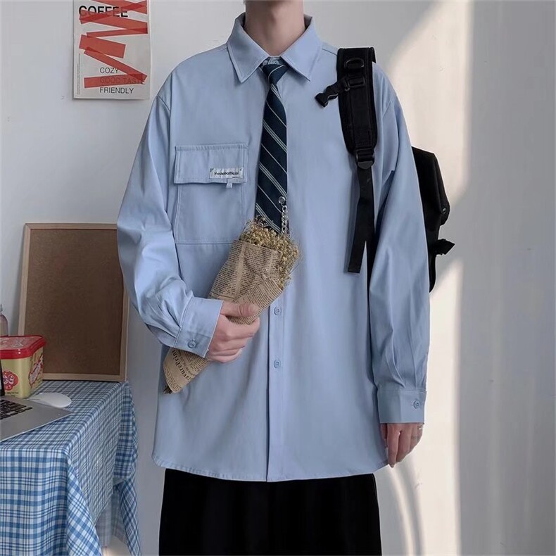 长袖衬衫男港风日系春季韩版潮流帅气衬衣K8913P35，男装衬衫，星座1116-2