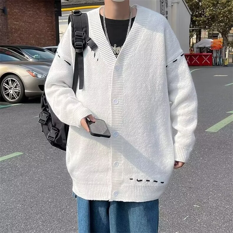 2023针织外套男秋冬款毛衣ins开衫宽松港风上衣潮流百搭MY100 P53图片