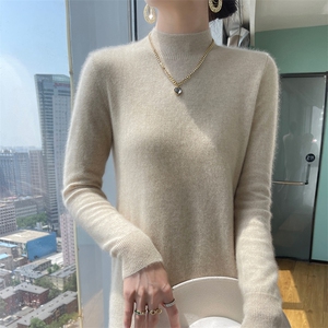 半高领羊毛裙女2024秋冬装新款针织连衣裙图片