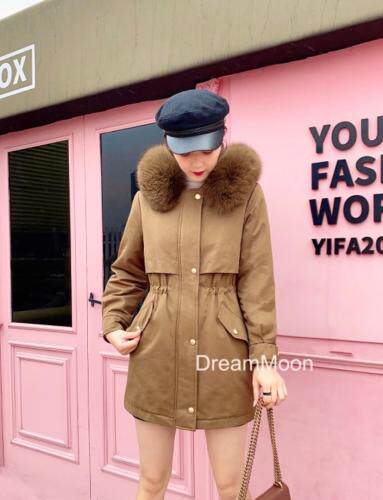 冬装新款派克服超大狐狸毛领修身显瘦，女装，梦中秋月