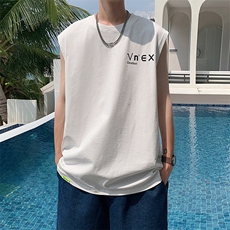 夏季港风t恤男宽松大码纯棉运动背心坎肩潮牌无袖BX007P25，男装背心/马甲，星座1204-3
