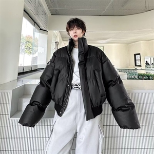秋冬新品加厚PU皮短款棉衣高街立领面包服时尚潮流外套LF1023p95图片