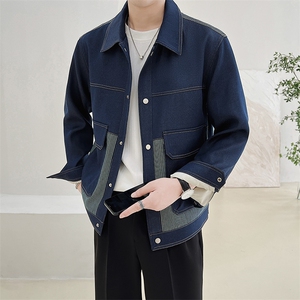 秋冬2023轻熟抖音小伙休闲牛仔拼色夹克店主风A236-JK5028-P130图片