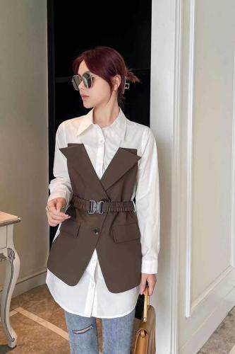 拼接衬衫，女装衬衫，田间晨露