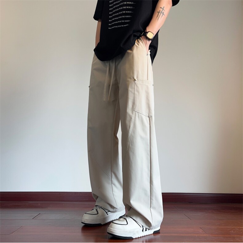 2025夏季新款潮流口袋弯刀裤宽松休闲裤B315-K24200-特p35控68,男装休闲裤,电商B315
