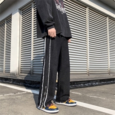 2025新款美式vibe风裤子黑色拉链毛边牛仔裤男K445，男装牛仔裤，星座1108-1