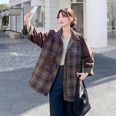 工装风复古军绿色廓形翻领夹克短外套2C212-G217-P185-K298，女装短外套，2C212