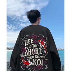 直播品质340克重磅纯色华棉美式卫衣圆领印花大码XZ517A-BK12119，男装卫衣，星座517A