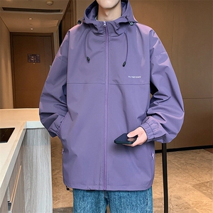 冲锋衣连帽夹克男宽松落肩纯色上衣外套DSA157B-JK727-P58图片