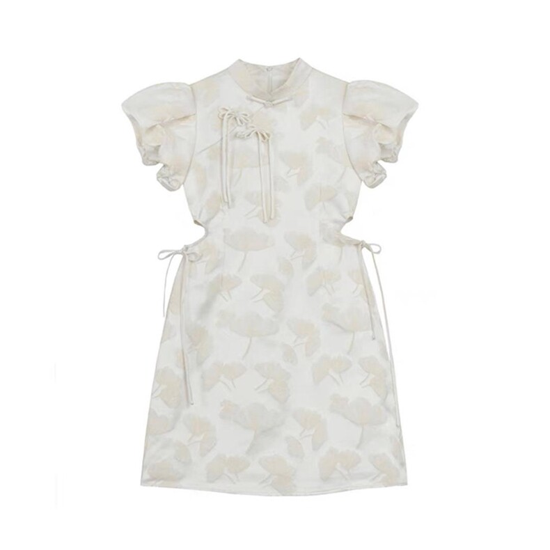 decplace/设计中式盘扣改良旗袍连衣裙黑色茶，女装汉服/婚纱/旗袍/礼服，dec place