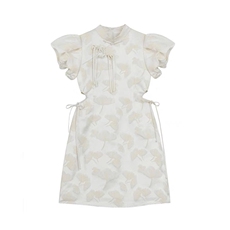 decplace/设计中式盘扣改良旗袍连衣裙黑色茶，女装汉服/婚纱/旗袍/礼服，dec place