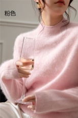 女士半高领拉毛加金丝打底衫秋冬柔软贴肤保暖，女装羊毛衫，牧思羊