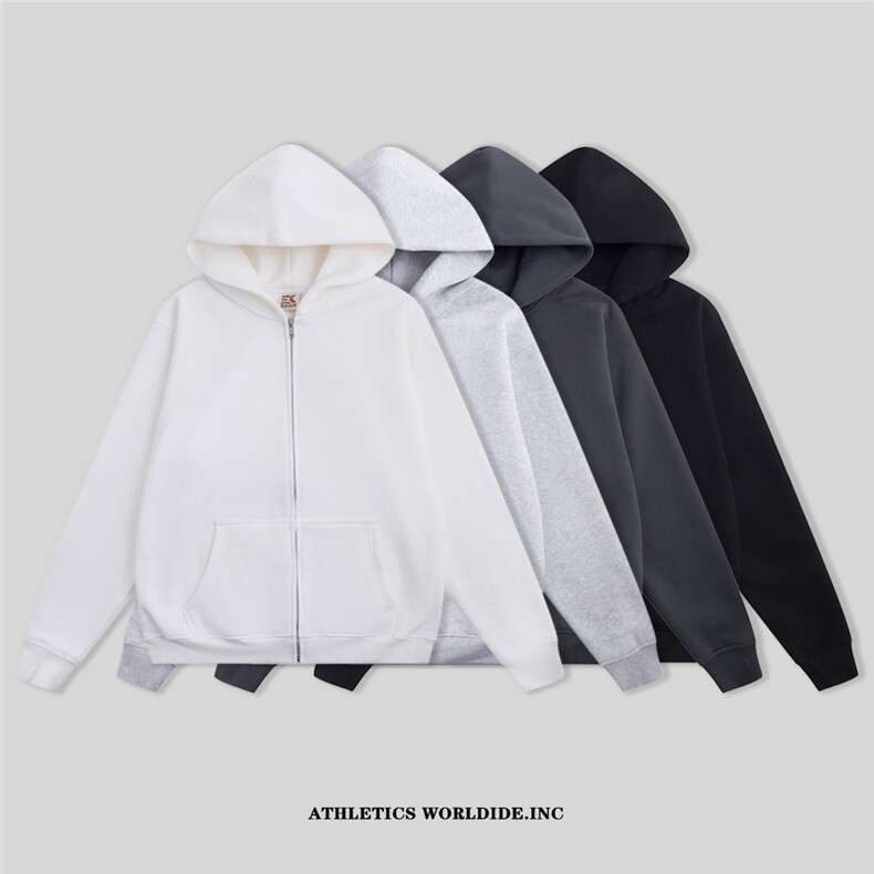 美式宽松加绒连帽卫衣潮开衫厚实保暖男女拉链外套夹克WY67P80，男装夹克，星座210