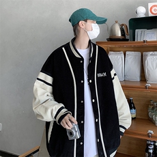 撞色灯芯绒外套男春秋季韩版宽松字母刺绣夹克棒球服W5914-P59，男装夹克，星座512-2