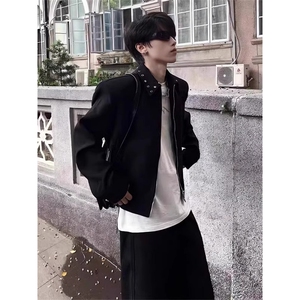 WT04-P62 小众金属铆钉设计感垫肩外套男短款秋冬季高级感图片