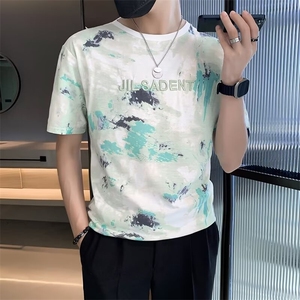 扎染短袖男款夏季舒适t恤上衣服潮牌痞帅半截袖体恤 G22图片