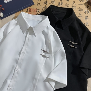 特批P35无差价夏季新款新中式冰丝垂感衬衫短袖衬衣外套男CD2250图片
