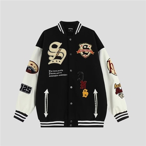 潮牌情侣美式植绒毛巾刺绣棒球服休闲夹克外套JK720-P70图片