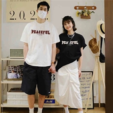 纯棉夏季潮学生不一样情侣装男女短袖T恤上衣W22-P30官图，男装T恤，电商B245