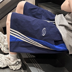 条纹撞色速干短裤男夏季薄款宽松五分裤FSDK246M-3XL特p30控58，男装牛仔裤，电商B219B