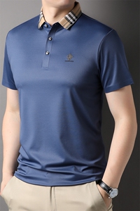 夏季新款保罗丅恤衬衫领衣服Polo衫中年商务男士短袖翻领半袖体恤图片