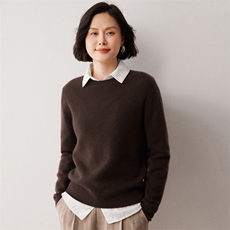 秋冬新款洋气时尚百搭显瘦女款圆领山羊绒衫，女装羊绒衫，艾巧羊绒