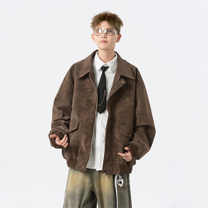 现货 咖色三防春秋款男士皮夹克外套 JK308 P80图片