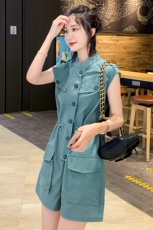 连体裤女夏季韩版工装套装小个子高腰显瘦连衣裤，商品下架区，维壹