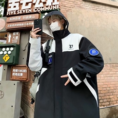 2023港风文艺连帽可拆卸冲锋衣男秋季宽松潮流外套，男装夹克，星座716-2