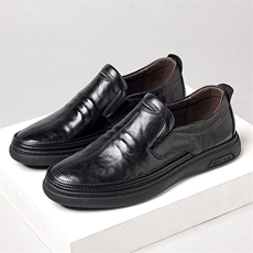 皮鞋男鞋真皮秋季新款英伦风商务休闲鞋男士圆头手抓纹乐福鞋，男鞋皮鞋，电商A223