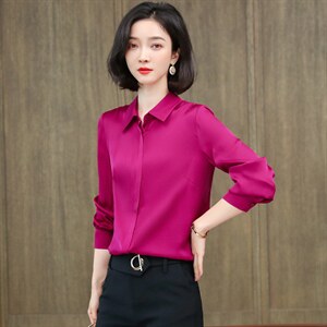 牛油果绿杭州重磅真丝衬衫女长袖2025春装新款高端缎面桑蚕丝上衣图片