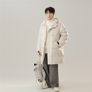 白鸭绒潮流光板连帽长款羽绒服保暖外套Y5850-P205【特价】图片
