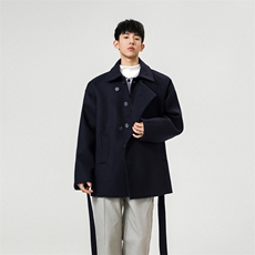 现货老钱风毛呢掐腰外套男秋冬款高级感痞帅短款呢大衣廓形FY213，男装毛呢大衣，星座903-1