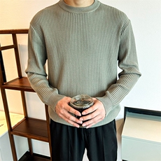 白色条纹男毛衣针织衫圆领条纹打底衫MY6004-P47，男装T恤，星座1012-1