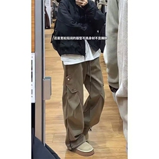 W9591-P48网图现货美式复古工装裤褶皱宽松阔腿直筒裤休闲裤，男装工装外套，星座1608-2