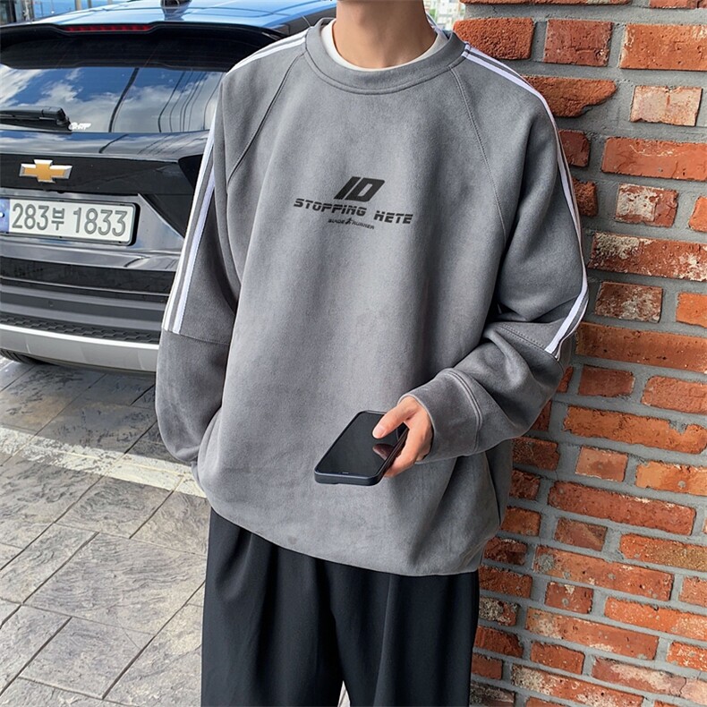 秋装复古美式水洗做旧重磅织带麂皮绒圆领卫衣301B-JB3501-p55，男装卫衣，星座301B