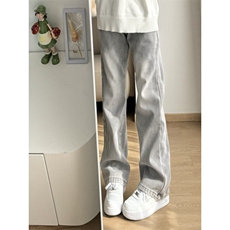 有货】烟灰色弯刀牛仔裤cleanfit裤子美式高街vibe微喇K906HH-P53，男装牛仔裤，星座1007（原301D）
