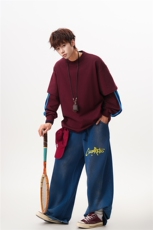 8XL-M假两件条纹长袖t恤男运动风百搭上衣CX3010-特P40，男装T恤，电商D206-1